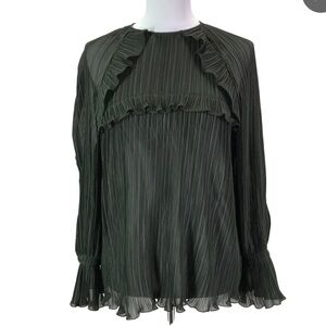 Kenzo Green Pleated Blouse – Size 34 / Small – New with Tags